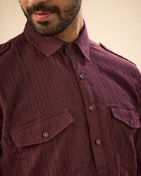 Manyavar Men Elegant Wine Pathani Kurta Spandex