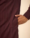 Manyavar Men Elegant Wine Pathani Kurta Spandex