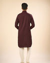 Manyavar Men Elegant Wine Pathani Kurta Spandex