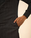 Manyavar Men Black Elegance Spandex Pathani Kurta