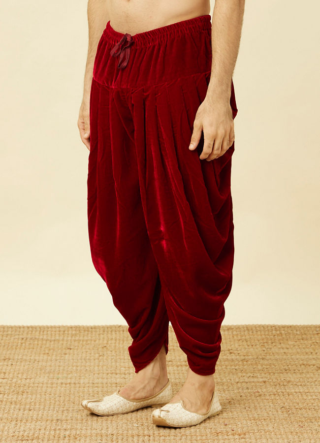 Manyavar Men Scarlet Red Patiala Salwar