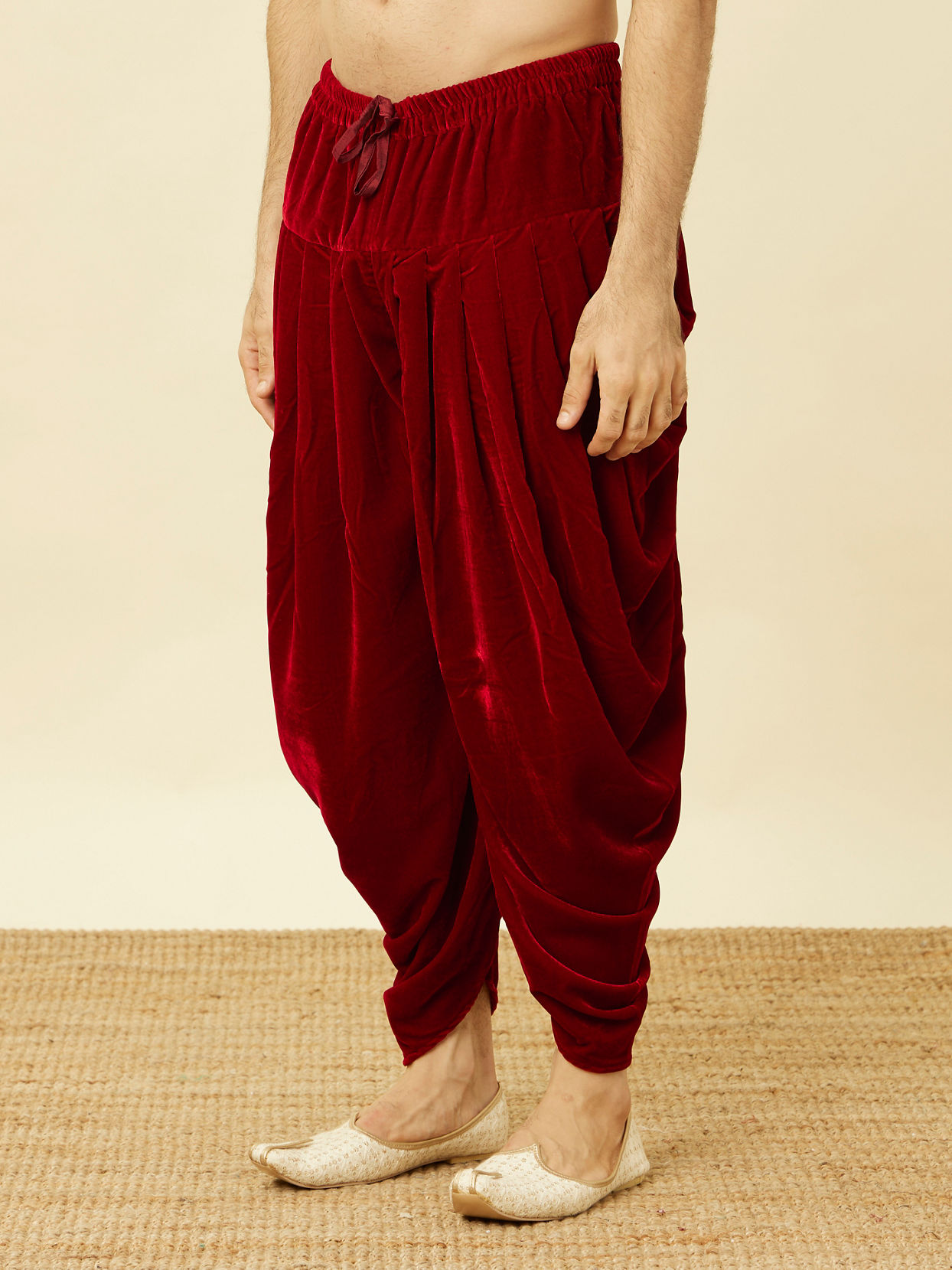 Manyavar Men Scarlet Red Patiala Salwar