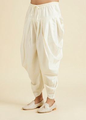 Manyavar Men Elegant Cream Cotton Patiala