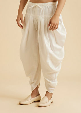 Manyavar Men Cream Satin Patiala