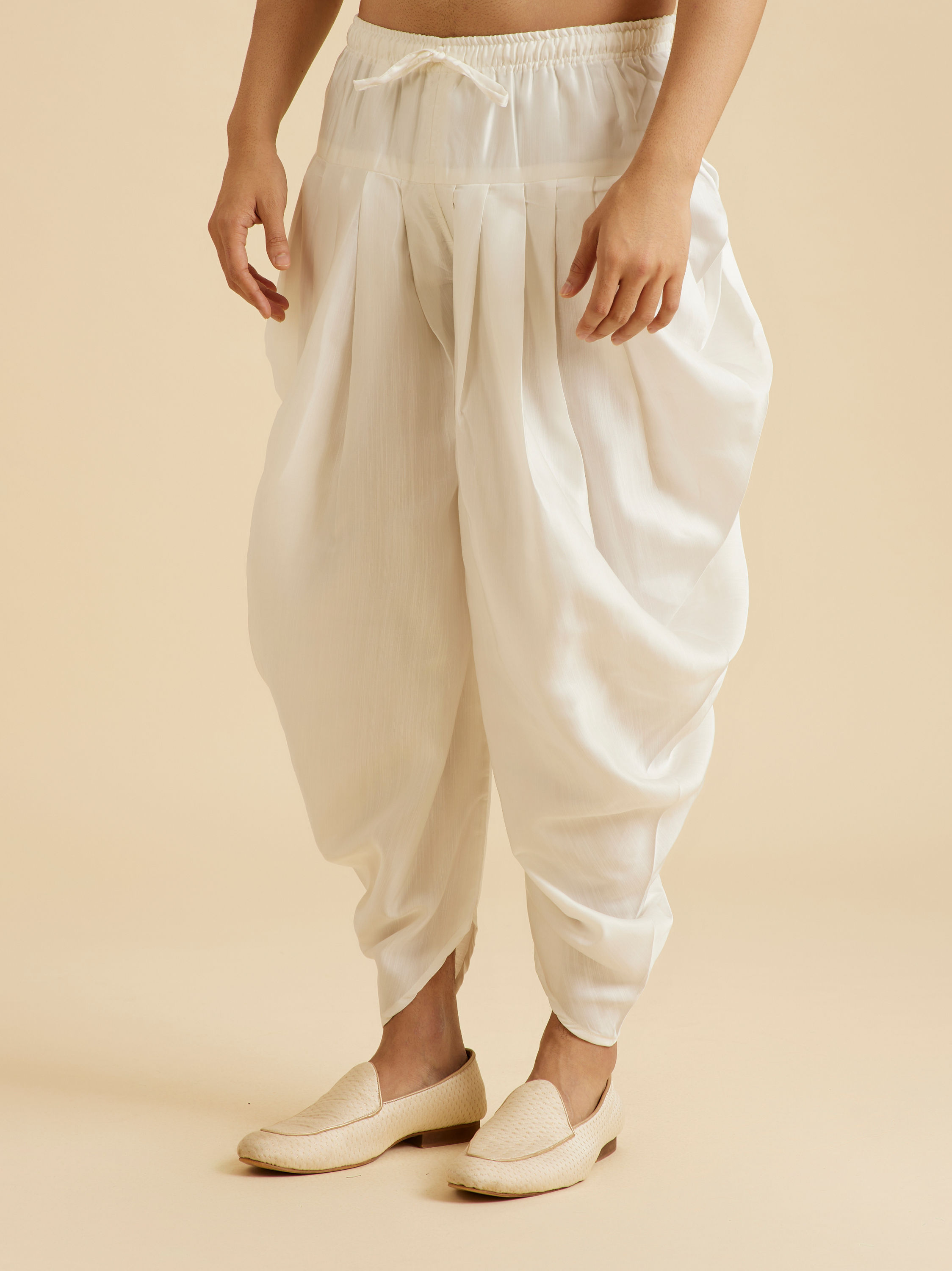 Manyavar Men Cream Satin Patiala