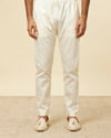 alt message - Manyavar Men Vanilla Cream Pencil Cut Pyjamas image number 0