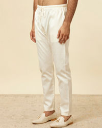 Manyavar Men Vanilla Cream Pencil Cut Pyjamas