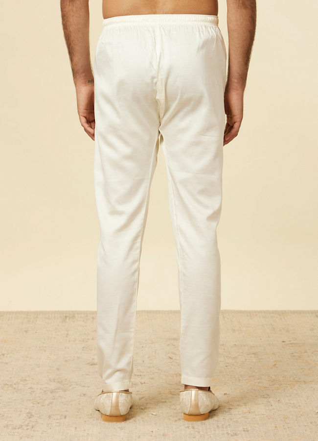Manyavar Men Vanilla Cream Pencil Cut Pyjamas