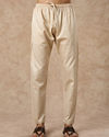Manyavar Men Pista Colour Cotton Pencil Fit Pant
