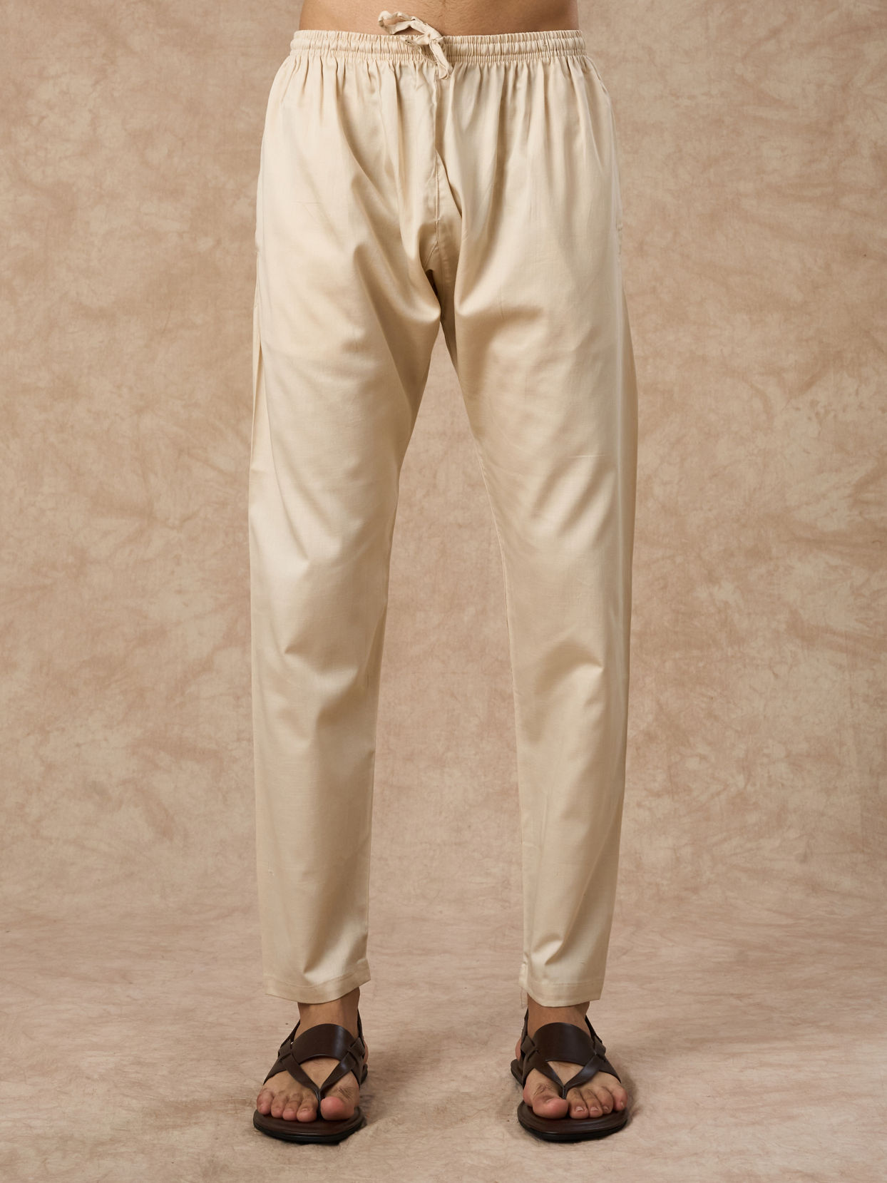 Manyavar Men Pista Colour Cotton Pencil Fit Pant