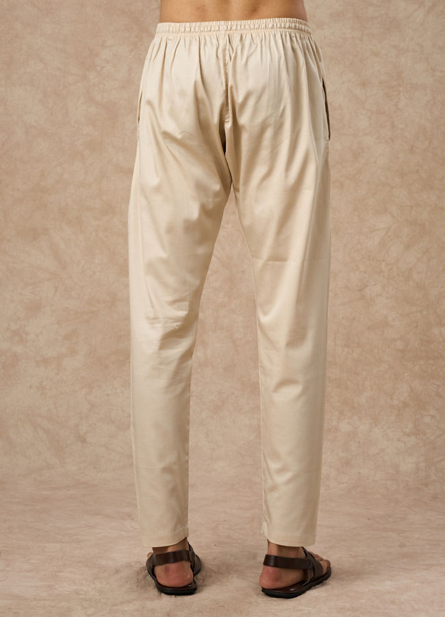Manyavar Men Pista Colour Cotton Pencil Fit Pant