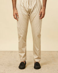 Manyavar Men Ivory Cream Pencil Cut Pyjamas