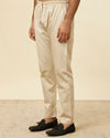 Manyavar Men Ivory Cream Pencil Cut Pyjamas