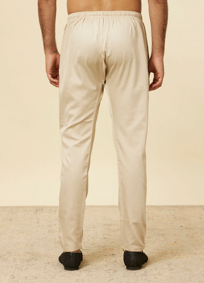 Manyavar Men Ivory Cream Pencil Cut Pyjamas