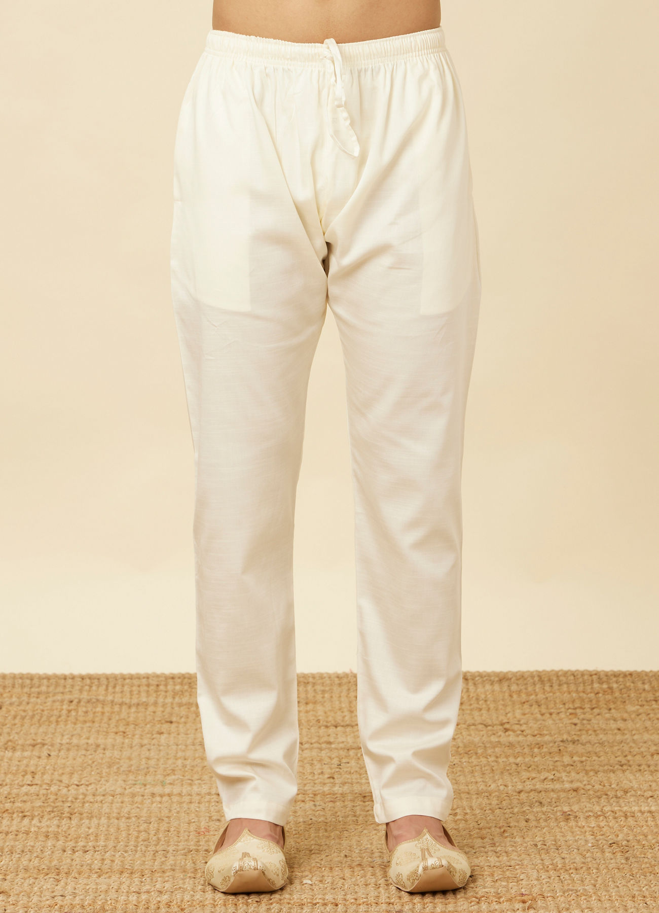 Manyavar Men Cream Pencil Styled Pajama