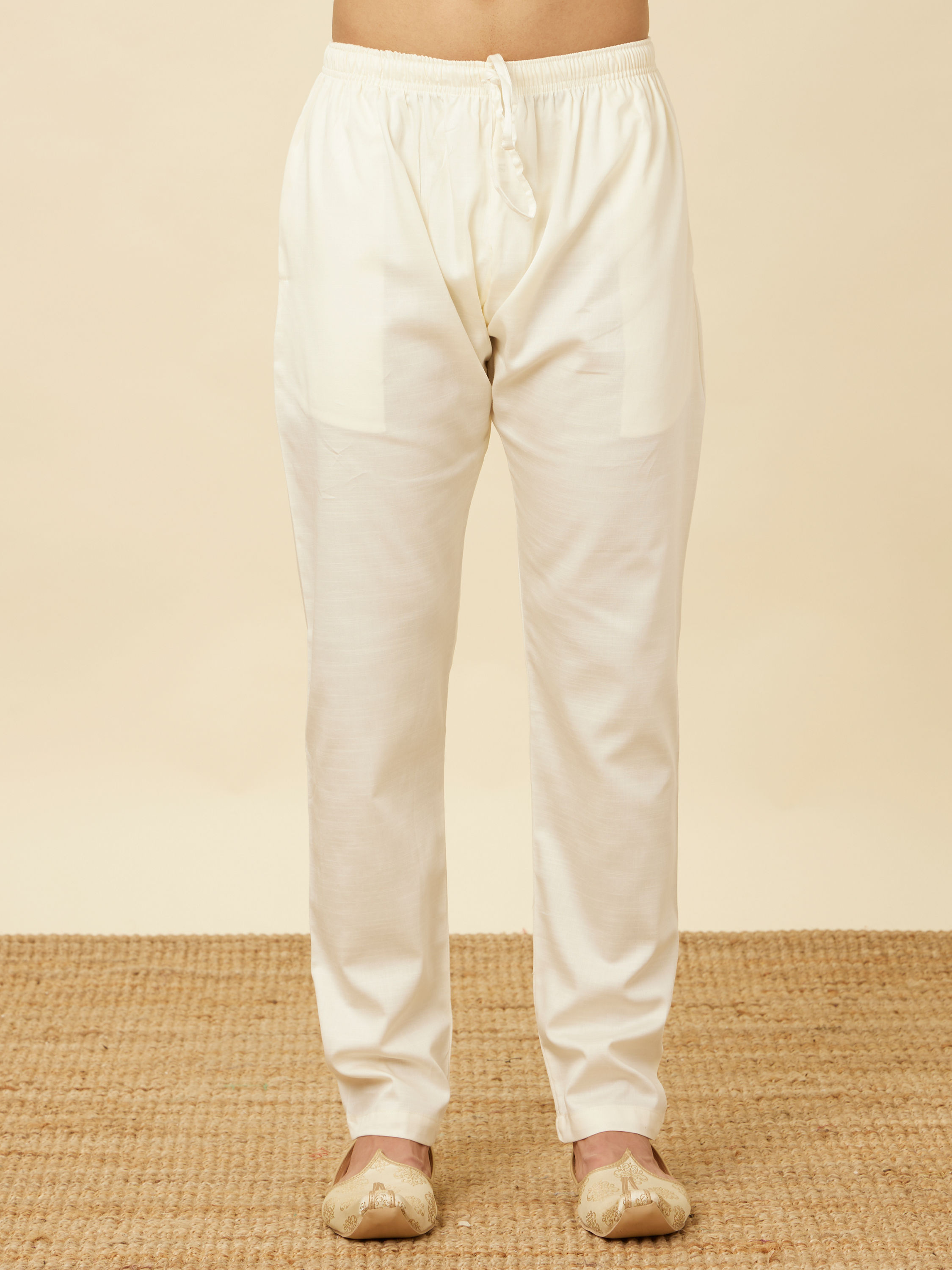 Manyavar Men Cream Pencil Styled Pajama