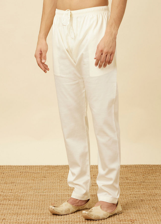 Manyavar Men Cream Pencil Styled Pajama