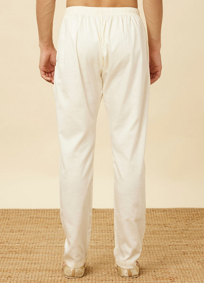 alt message - Manyavar Men Cream Pencil Styled Pajama image number 3