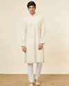 alt message - Manyavar Men Daisy White Pencil Cut Pajama image number 3