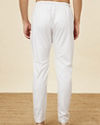 Manyavar Men Daisy White Pencil Cut Pajama