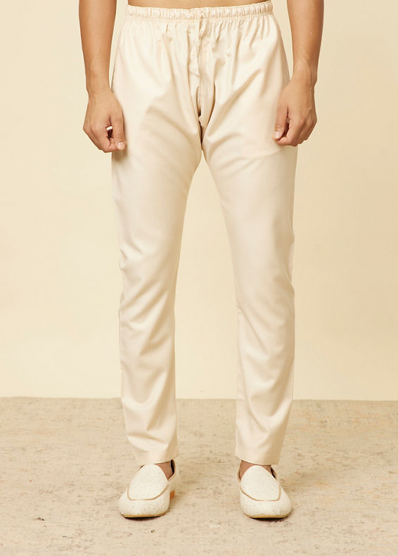 Manyavar Men Beige Pencil Cut Pyjamas