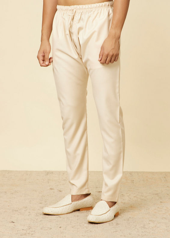 Manyavar Men Beige Pencil Cut Pyjamas