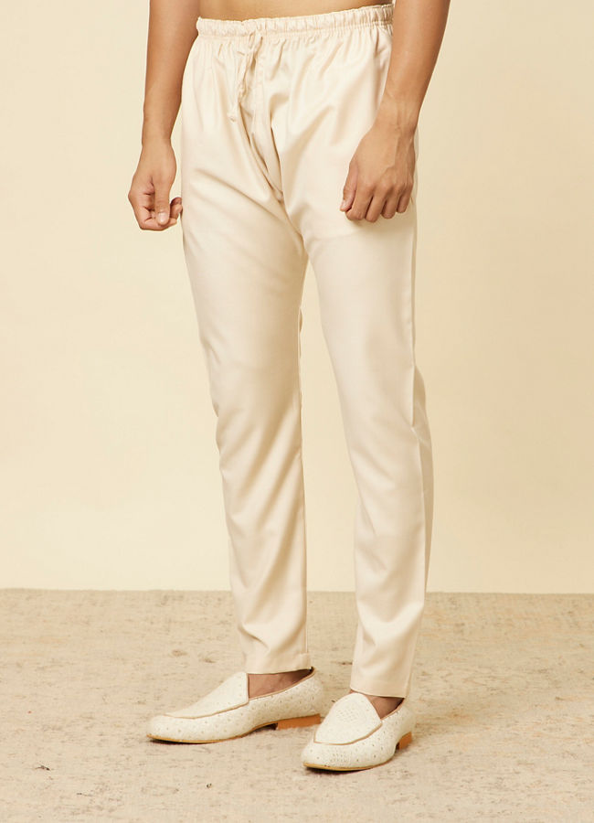 Manyavar Men Beige Pencil Cut Pyjamas