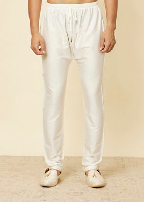 Manyavar Men Elegant White Pajama