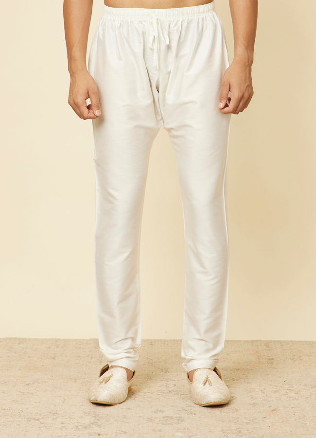 Manyavar Men Elegant White Pajama