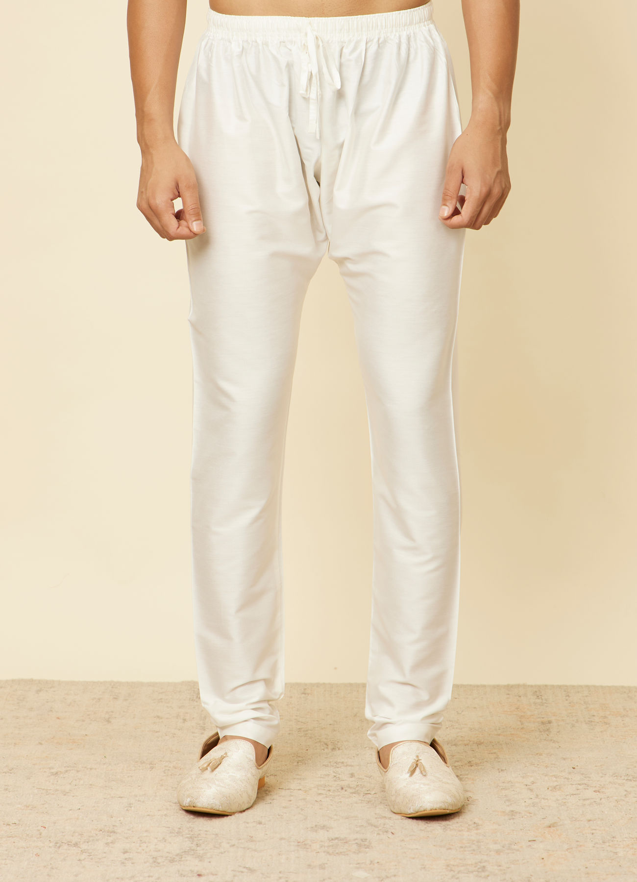 Manyavar Men Elegant White Pajama
