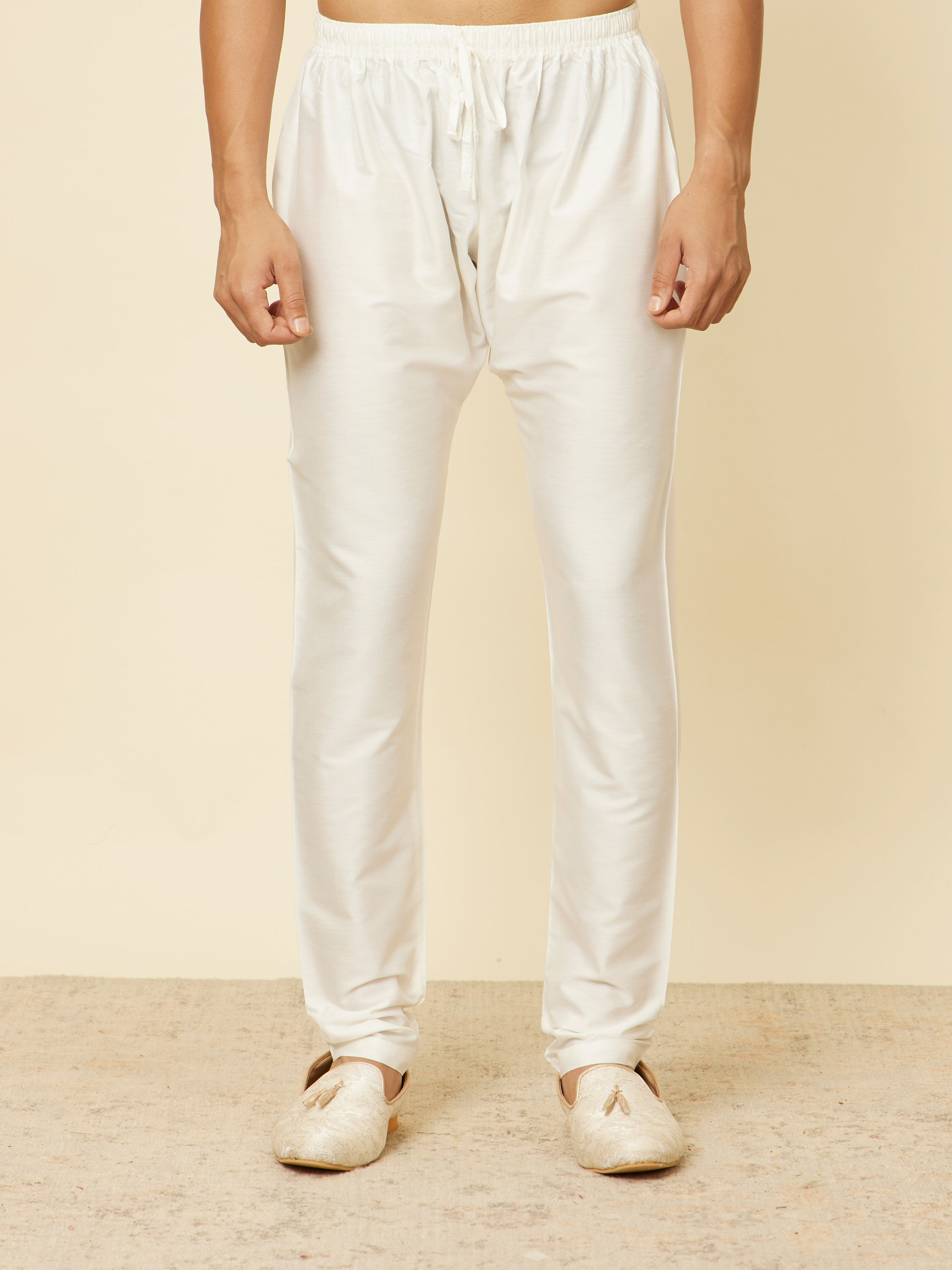 Manyavar Men Elegant White Pajama