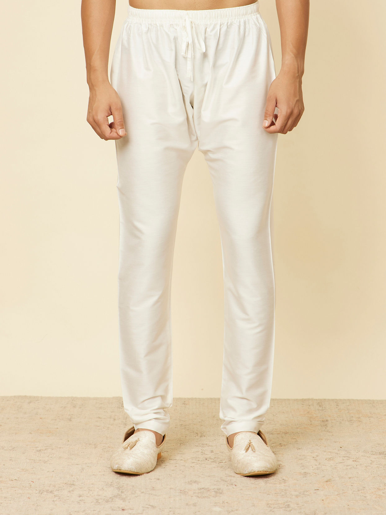 Manyavar Men Elegant White Pajama