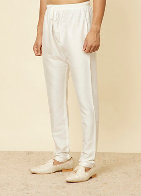 Manyavar Men Elegant White Pajama