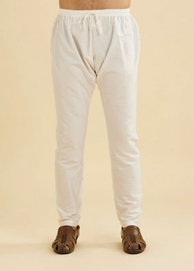 Manyavar Men Pearl White Pyjama Pants image number 0