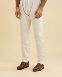 Manyavar Men Pearl White Pyjama Pants