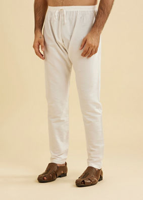 Manyavar Men Pearl White Pyjama Pants image number 1