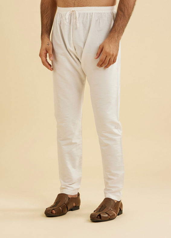 Manyavar Men Pearl White Pyjama Pants