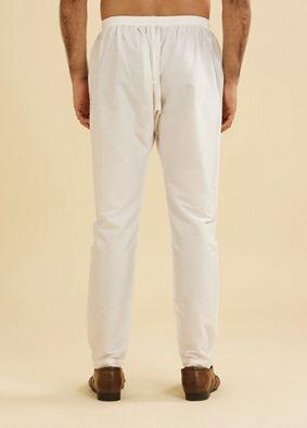 Manyavar Men Pearl White Pyjama Pants image number 2