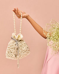 Mohey Women White Art Silk Hand Embroidered Bag