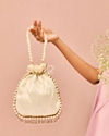 Mohey Women Dark Cream Rhinestone Embellished Potli Bag