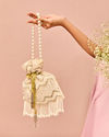 Mohey Women Dark Cream Rhinestone Embellished Potli Bag