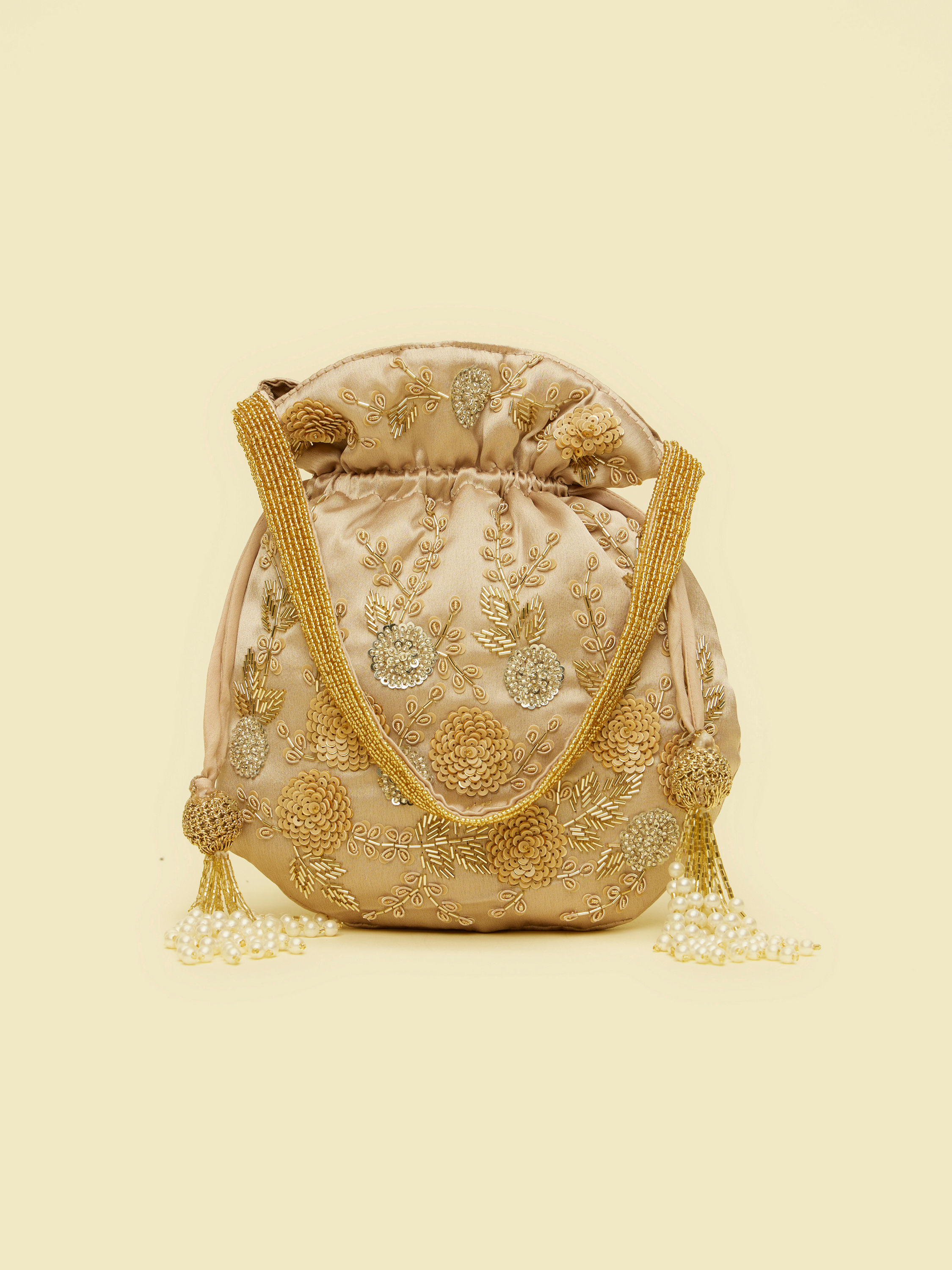 Mohey Women Fawn Satin Dazzler Bag