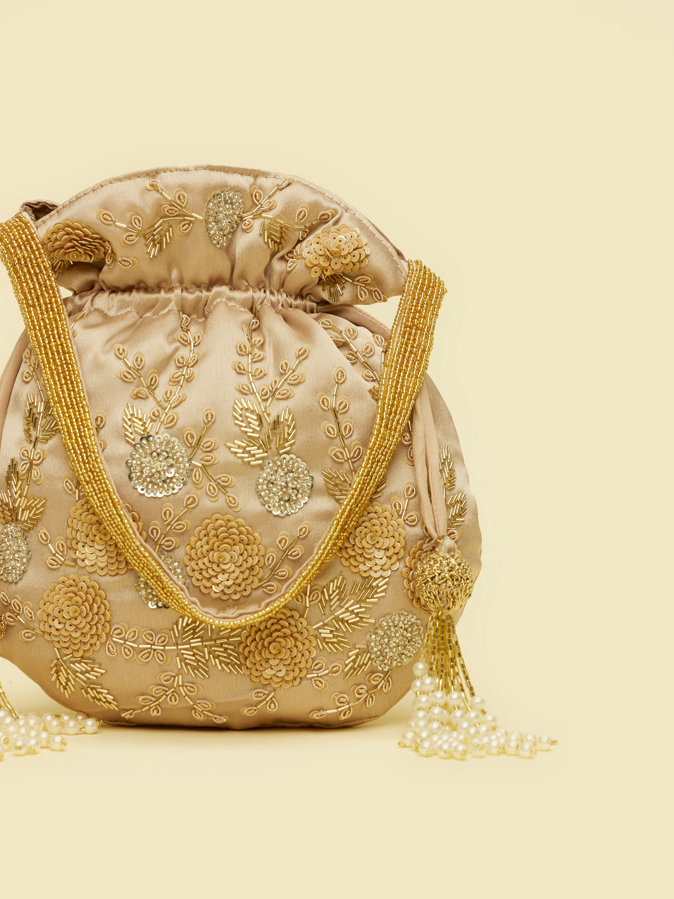 Mohey Women Fawn Satin Dazzler Bag