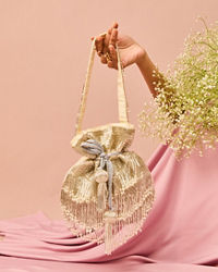 Mohey Women Cream Festive Elegance Potli Bag