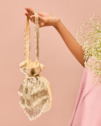 Mohey Women Beige Artistic Celebration Bag