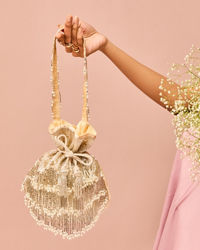 Mohey Women Beige Artistic Celebration Bag