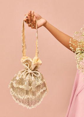 Mohey Women Beige Artistic Celebration Bag