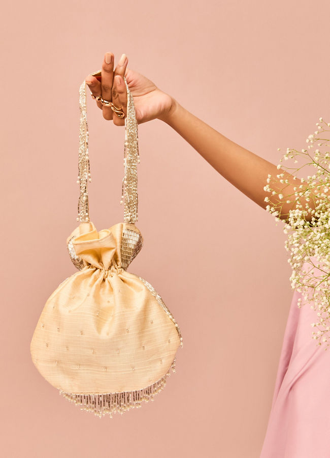 Mohey Women Beige Artistic Celebration Bag