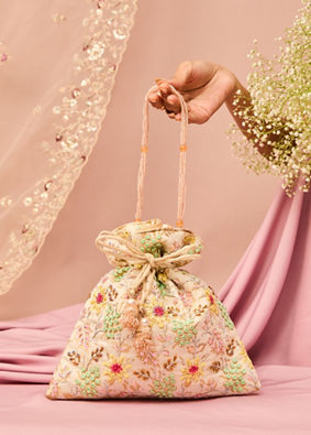 Mohey Women Cream Elegance Potli Bag