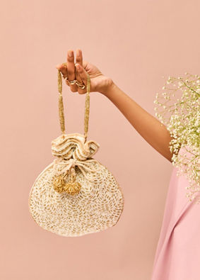 Mohey Women Fawn Velvet Elegance Potli Bag